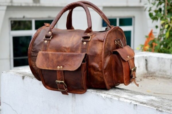 Bag Men Leather Gym Genuine Travel Overnight Luggage Duffel Vintage S Brown New