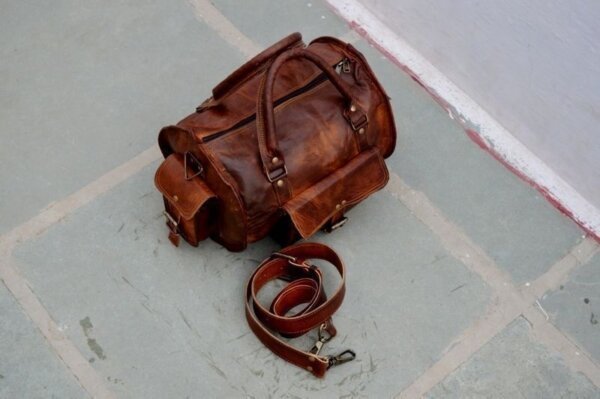 Bag Men Leather Gym Genuine Travel Overnight Luggage Duffel Vintage S Brown New