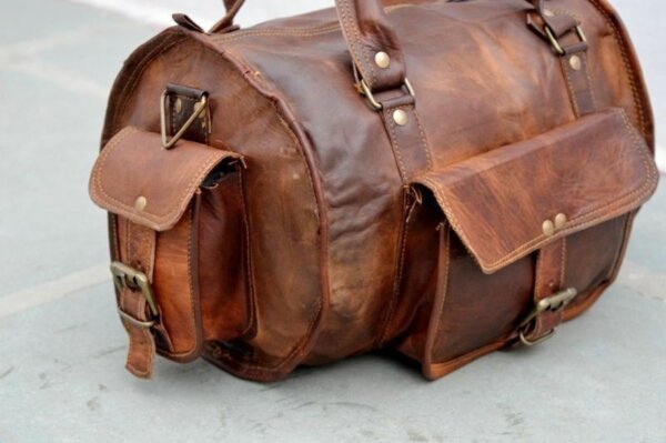 Bag Men Leather Gym Genuine Travel Overnight Luggage Duffel Vintage S Brown New