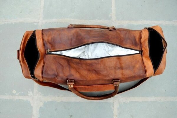 New Women's Genuine Leather Vintage Duffle Travel Gym Overnight Bag for Men's