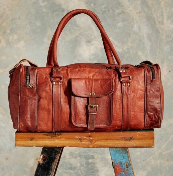 New Women's Genuine Leather Vintage Duffle Travel Gym Overnight Bag for Men's