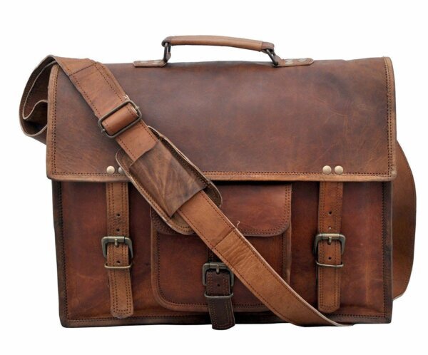 New Men's Genuine Vintage Brown Leather Messenger Shoulder Laptop Bag computer