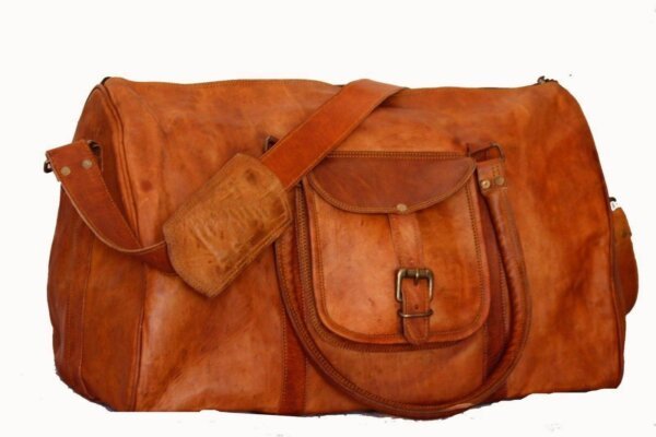 USA Women's genuine Leather vintage duffle travel gym weekend overnight bag