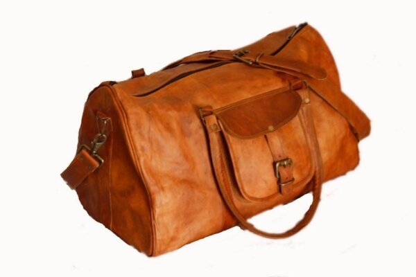 USA Women's genuine Leather vintage duffle travel gym weekend overnight bag