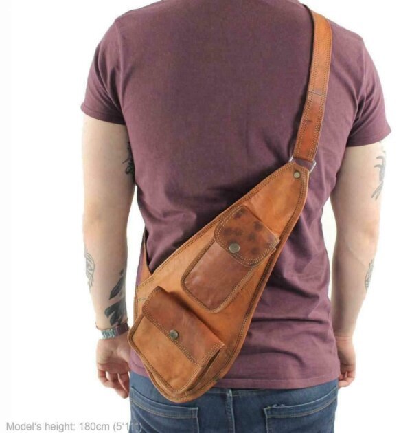 Men's Vintage Genuine Leather Shoulder Sling Bag Satchel Chest Brown Backpacks