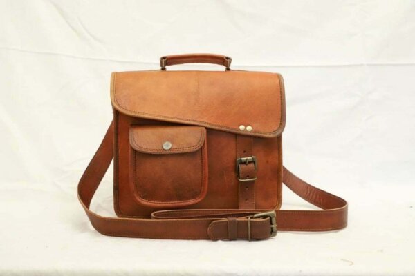 New Men's Large BRIEFCASE Genuine Brown Leather Messenger Satchel Laptop Bag