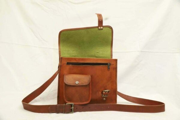 New Men's Large BRIEFCASE Genuine Brown Leather Messenger Satchel Laptop Bag