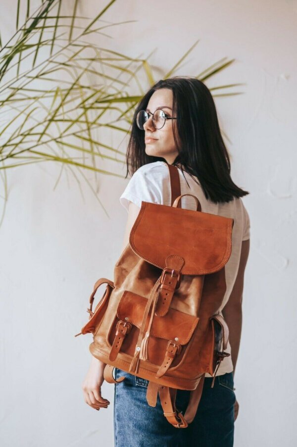 Women's Genuine Leather Vintage Laptop Backpack Rucksack Messenger Bag Satchel