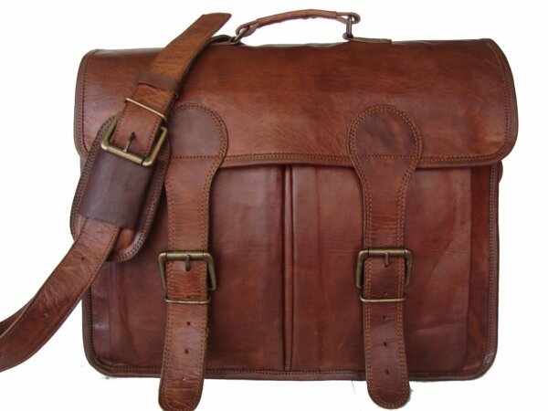 NEW Vintage Brown genuine leather messenger men briefcase laptop satchel bag