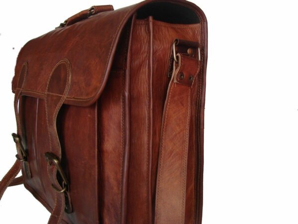 NEW Vintage Brown genuine leather messenger men briefcase laptop satchel bag