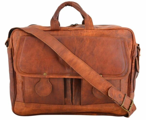 New Men's Genuine Vintage Brown Leather Messenger Shoulder Laptop Briefcase Bag