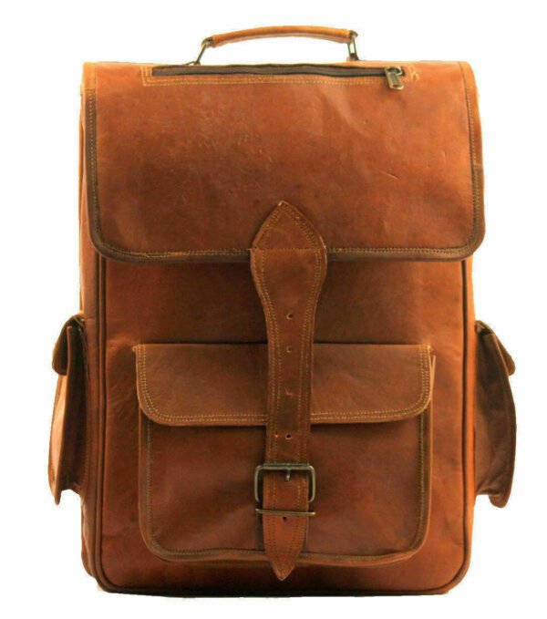 Men's Genuine Leather Laptop Backpack Shoulder Messenger Rucksack Sling Bag