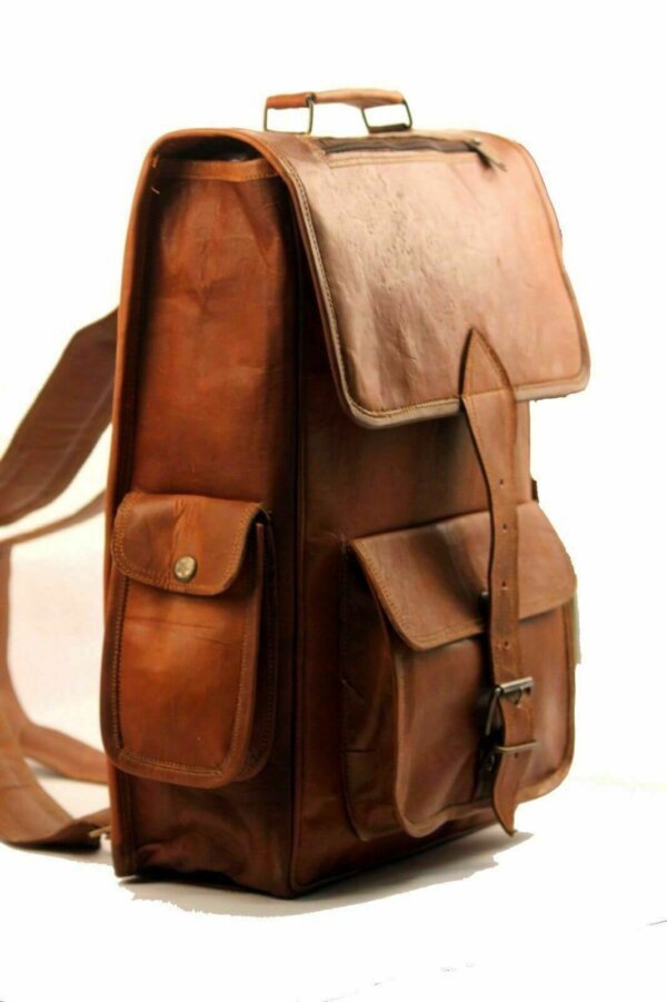 Men's Genuine Leather Laptop Backpack Shoulder Messenger Rucksack Sling Bag