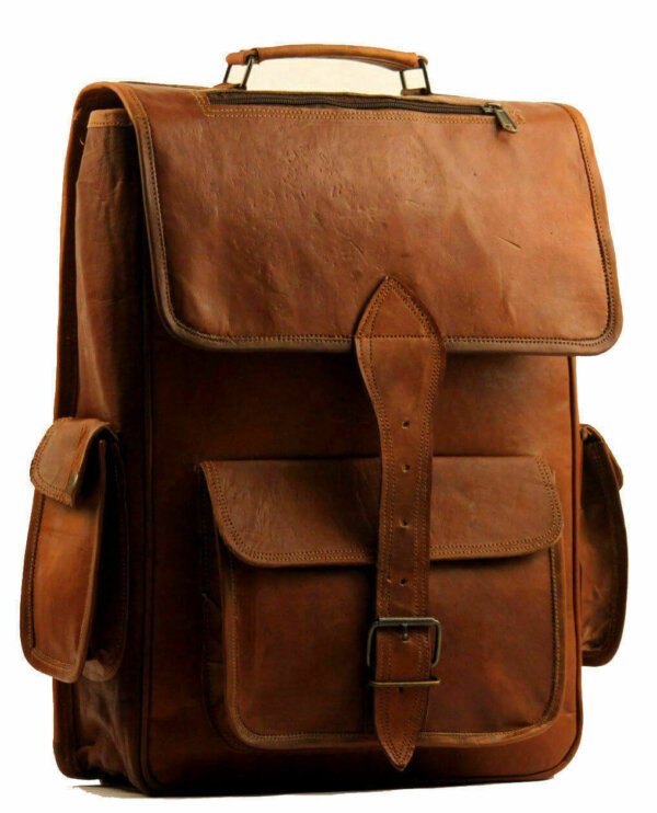 Men's Genuine Leather Laptop Backpack Shoulder Messenger Rucksack Sling Bag