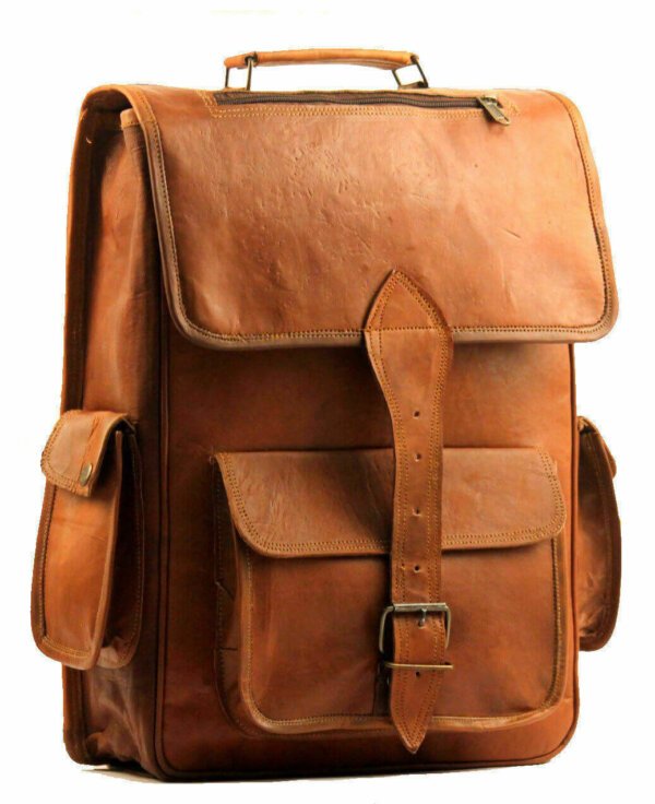 Men's Genuine Leather Laptop Backpack Shoulder Messenger Rucksack Sling Bag