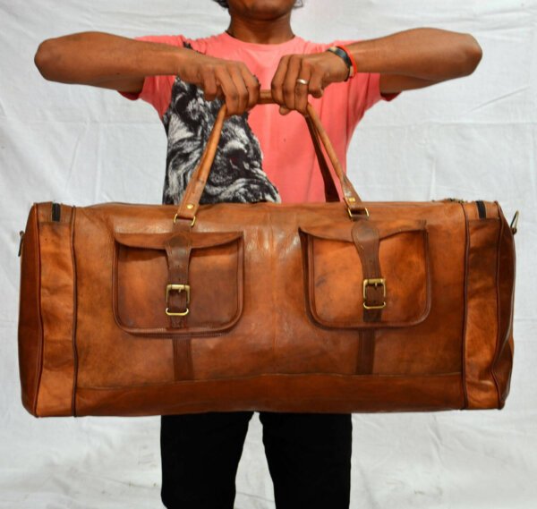 Leather Duffle Men Bag Gym Travel Brown S Luggage Genuine Vintage Bags Large New