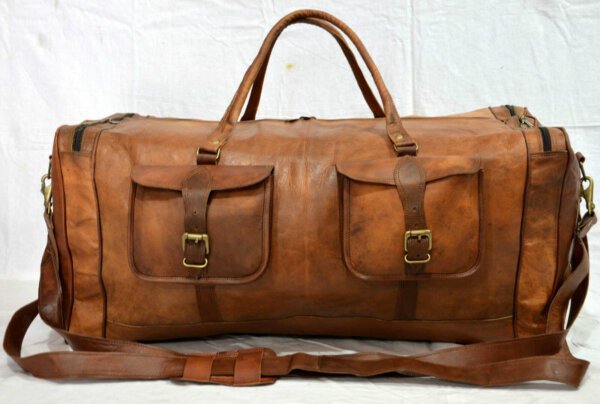 Leather Duffle Men Bag Gym Travel Brown S Luggage Genuine Vintage Bags Large New