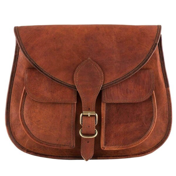 Women's Vintage Genuine Brown Leather Outdoor Messenger Shoulder Cross Body Bag