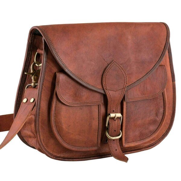 Women's Vintage Genuine Brown Leather Outdoor Messenger Shoulder Cross Body Bag