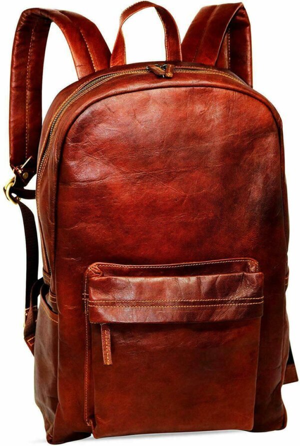 Handmade Genuine Brown Leather Backpack Rucksack Travel Messenger Bag Vintage