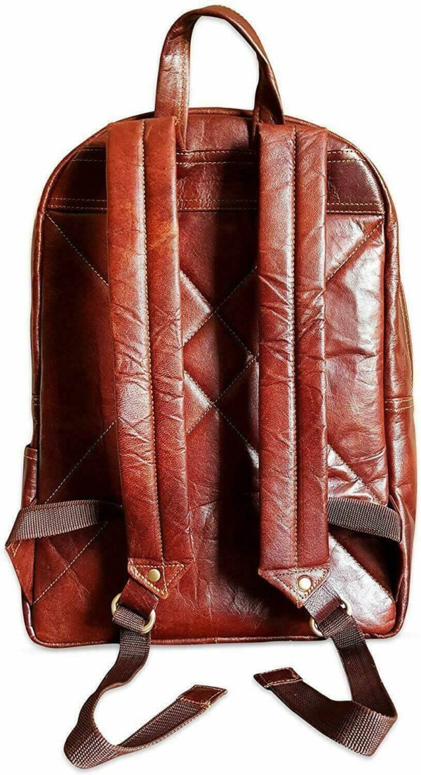 Handmade Genuine Brown Leather Backpack Rucksack Travel Messenger Bag Vintage