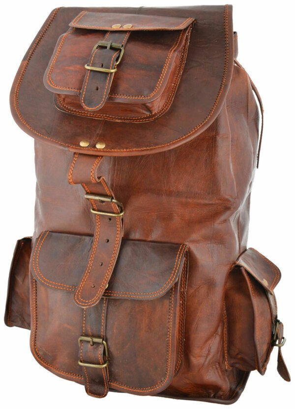 Men's New Backpack Soft Leather Genuine Vintage Women Travel New Shoulder Bag