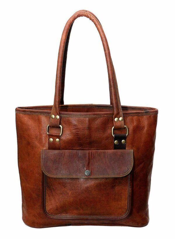 Handmade Women Vintage Looking Genuine Brown Leather Tote Shoulder Bag Purse New