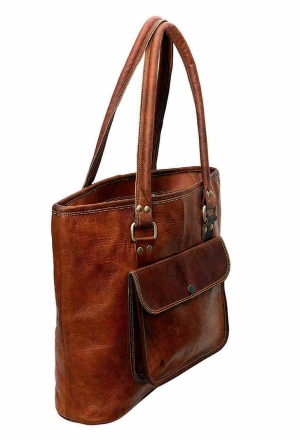 Handmade Women Vintage Looking Genuine Brown Leather Tote Shoulder Bag Purse New