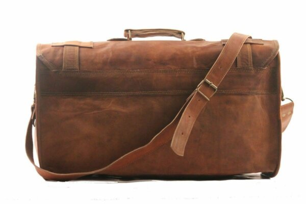 Men's Genuine Soft Leather Art Vintage Duffel Weekend Overnight Travel Gym Bag