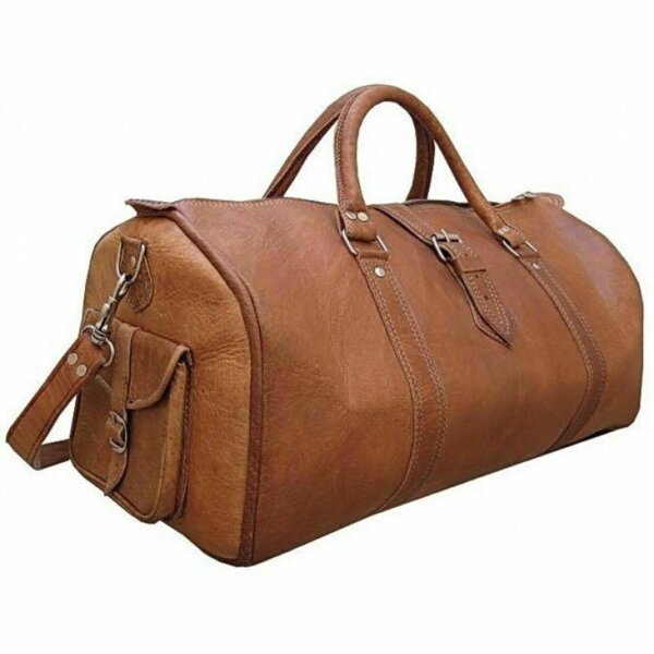 Men's genuine Soft Leather vintage duffel travel gym weekend overnight bag