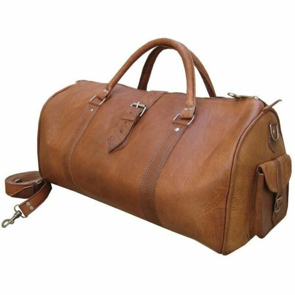 Men's genuine Soft Leather vintage duffel travel gym weekend overnight bag