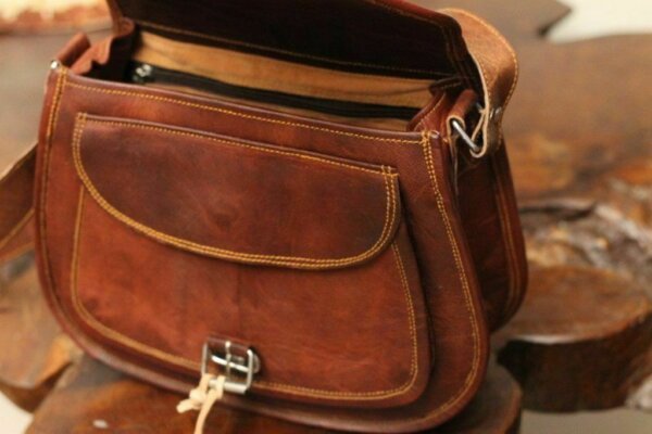 Women's Vintage Genuine Brown Leather Messenger Shoulder Cross Body Boho Bag